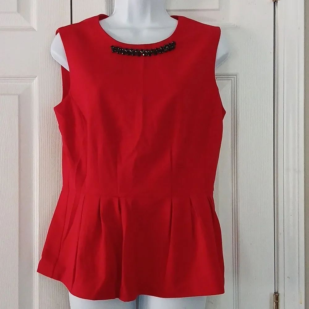 New York Company Stretch red sleeveless embellished Sz M NWOT